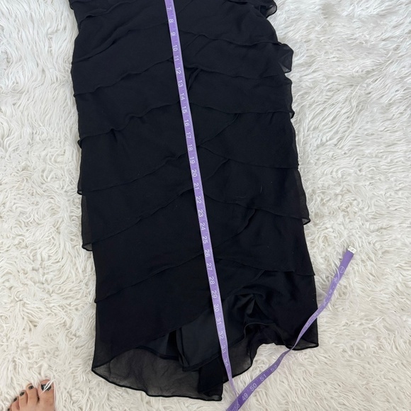 STUNNING Vintage 90s Tadashi Shoji Black Silk Chiffon Layered Dress Size 10 - Picture 6 of 6